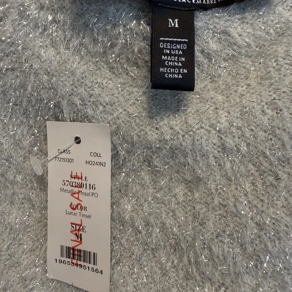 WHBM Metallic Tinsel Trim Sweater NWT - Picture 6 of 10